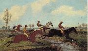 Henry Alken Jnr Over the Water,Past a Marker over the Ditch oil on canvas